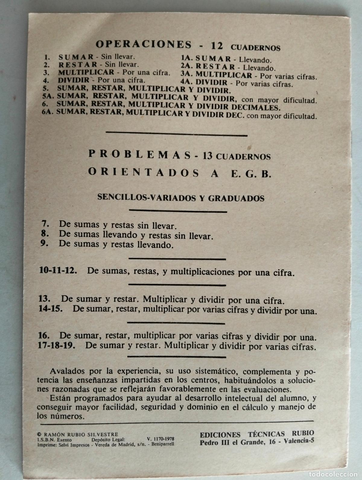 Libros de segunda mano: CARTILLA ESCOLAR PROBLEMAS RUBIO, N&ordm; 19 SIN USAR - Foto 2