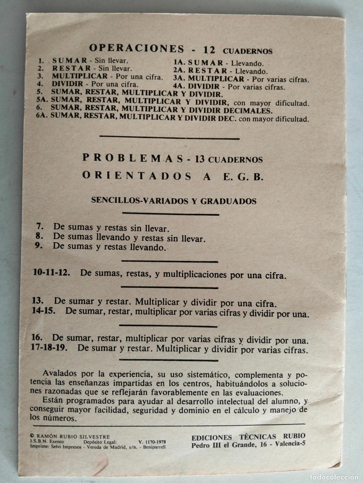 Libros de segunda mano: CARTILLA ESCOLAR PROBLEMAS RUBIO, N&ordm; 19 SIN USAR - Foto 2