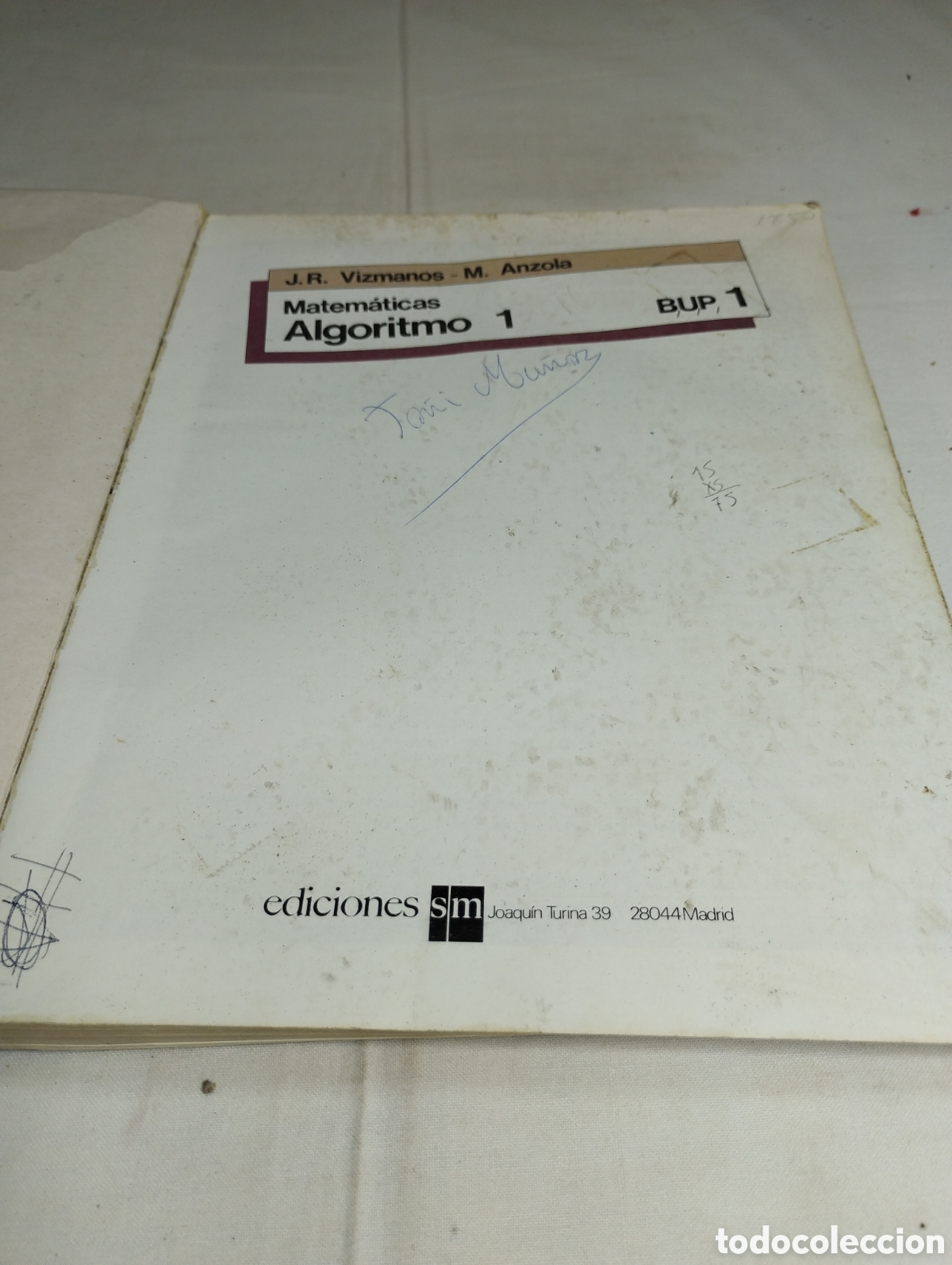 Libros de segunda mano: Matem&aacute;ticas. Algoritmo 1. BUP 1. Editorial SM, 1990 - Foto 2
