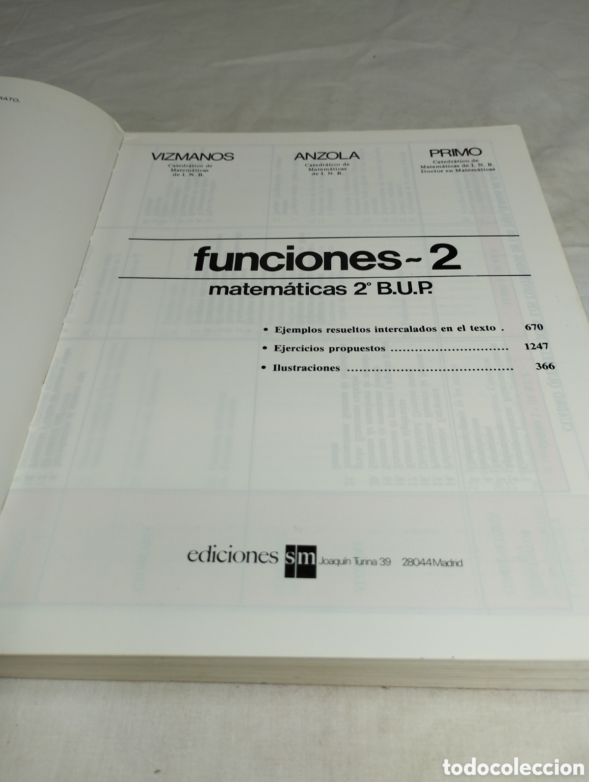 Libros de segunda mano: Funciones 2. BUP. Editorial SM, 1992 - Foto 2