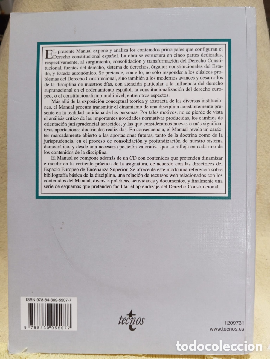 Libros de segunda mano: Derecho Constitucional. Autor: Enrique &Aacute;lvarez Conde. - Foto 2
