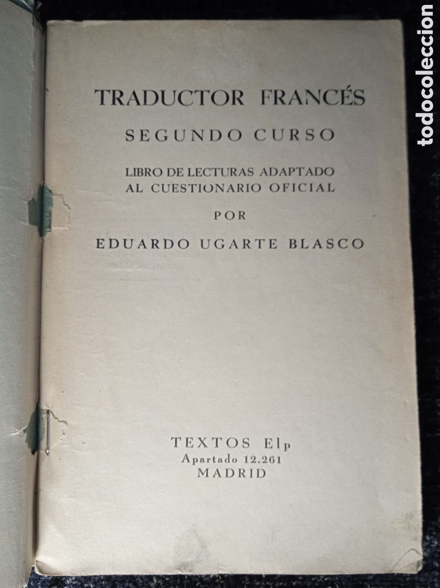 Libros de segunda mano: TRADUCTOR FRANCES, 2&ordm; A&Ntilde;O / AUTOR: E. UGARTE BLASCO - Foto 2