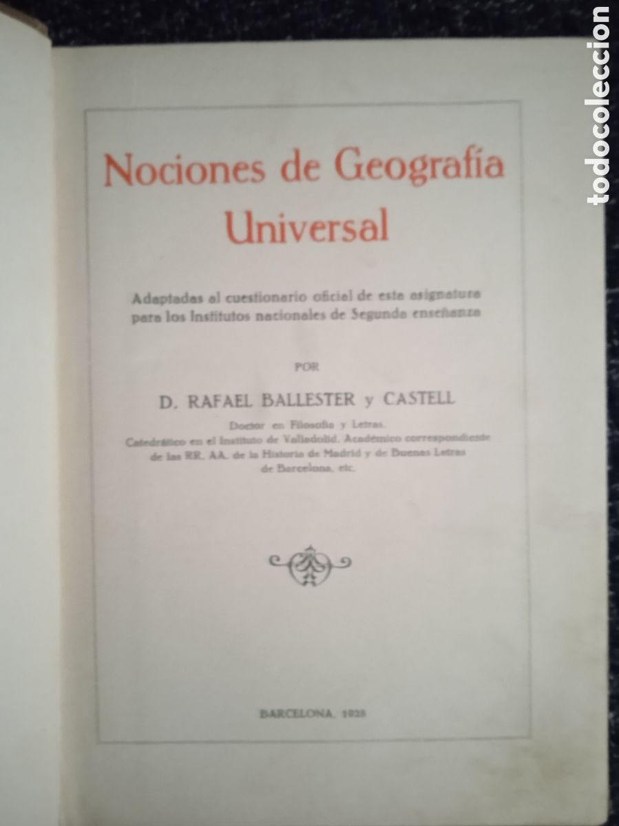 Libros de segunda mano: Nociones de Geograf&iacute;a Universal / D. RAFAEL BALLESTER 1928 - Foto 2