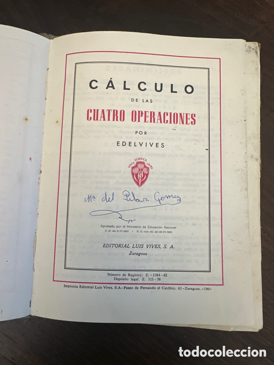Libros de segunda mano: C&Aacute;LCULO. LUIS VIVES 1962 - Foto 3
