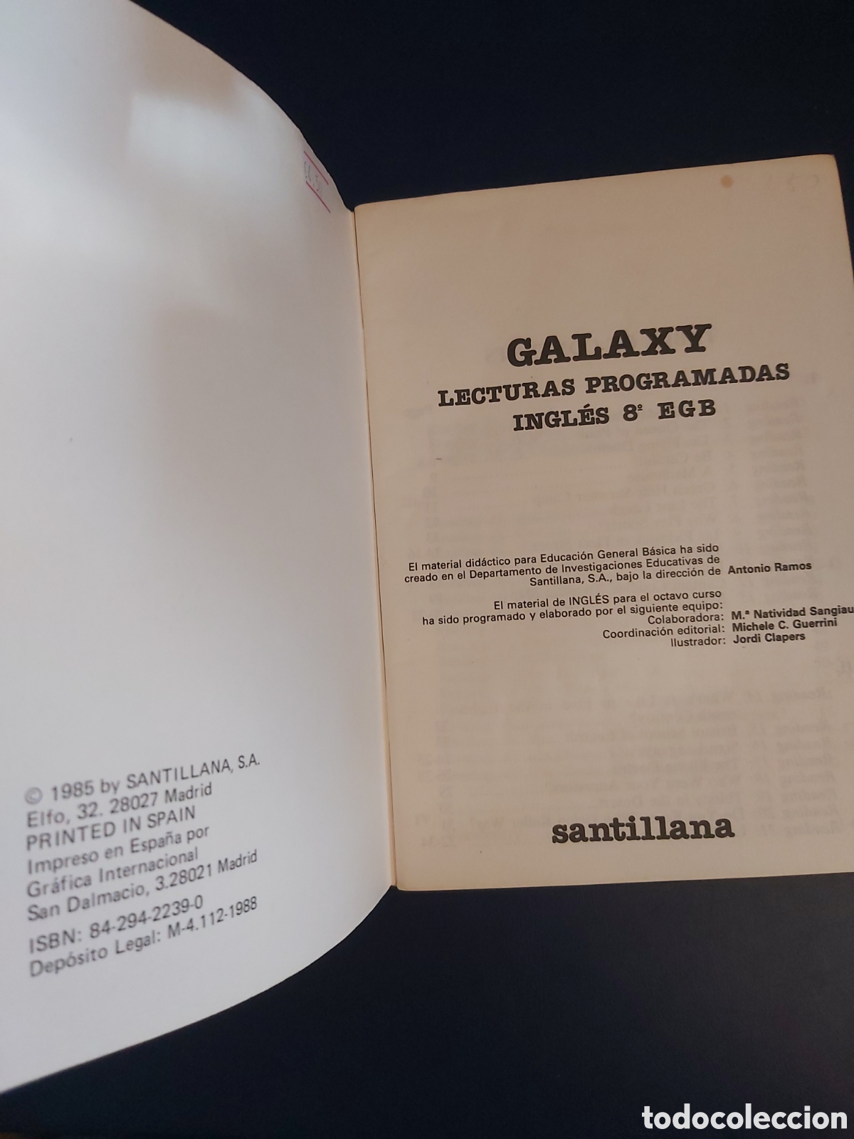 Libros de segunda mano: GALAXY LECTURAS PROGRAMADAS INGL&Eacute;S 8&deg; EGB SANTILLANA 1988 - Foto 4
