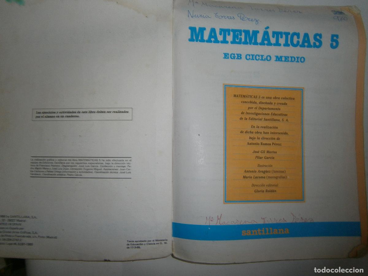 Libros de segunda mano: ANTIGUO LIBRO DE TEXTO - MATEMATICAS 5&ordm; - Foto 2