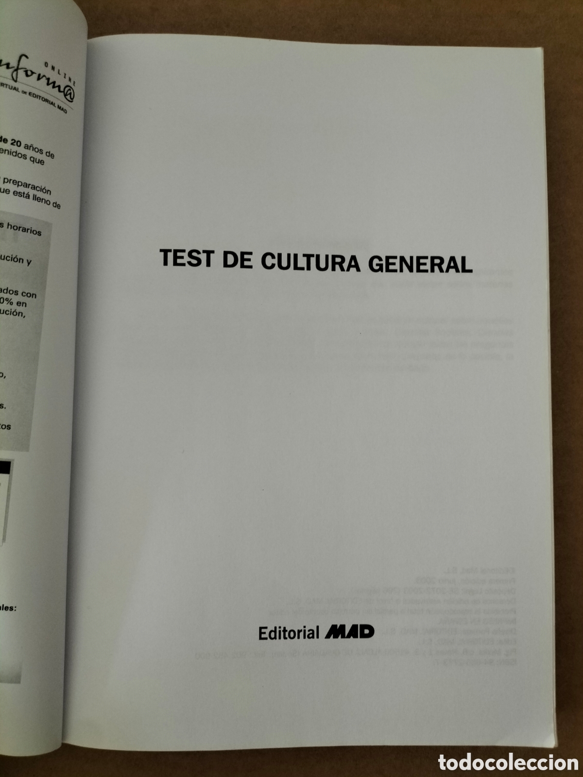 Libros de segunda mano: Test de cultura general. Editorial Mad, 2003. Libro - Foto 2