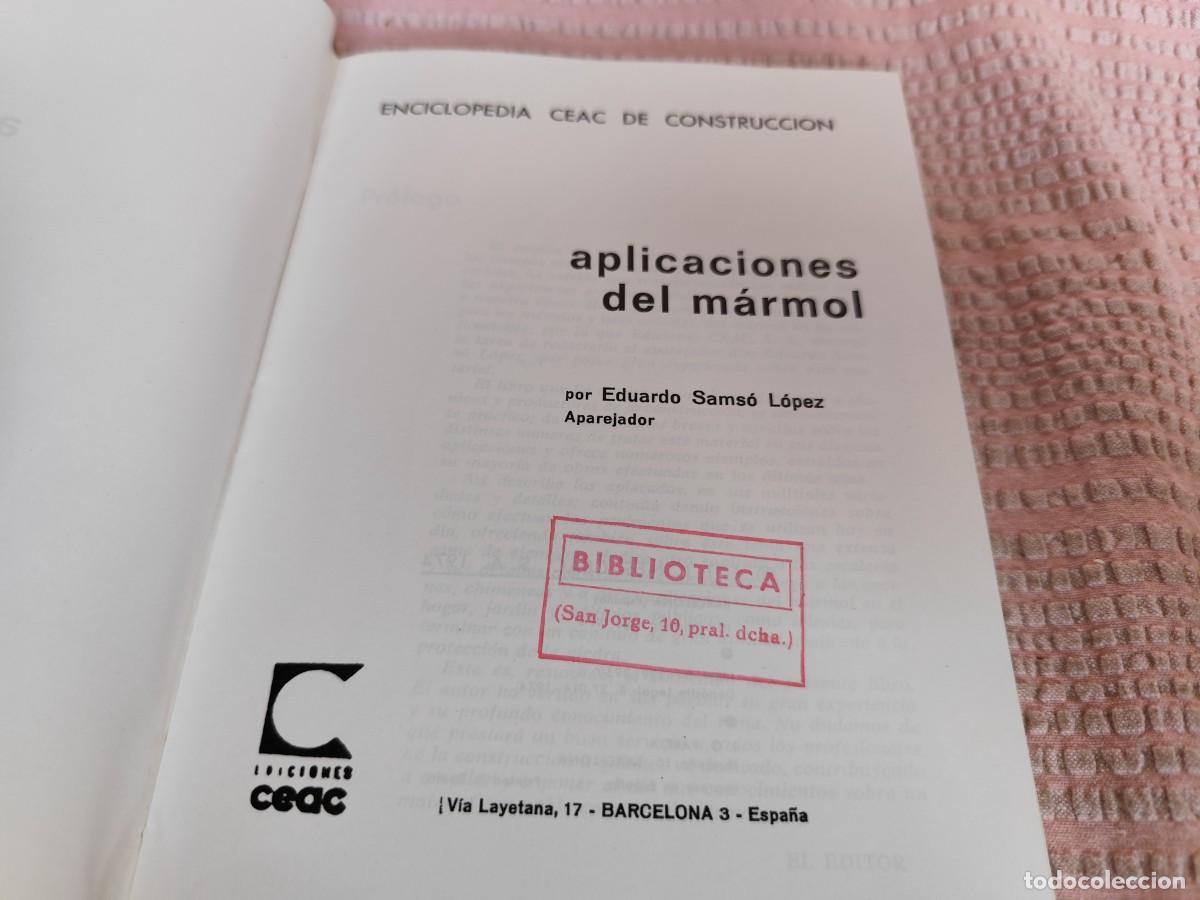Libros de segunda mano: APLICACIONES DE MARMOL / E.SAMSO / EVA 206-7-2 / CEAC / - Foto 5