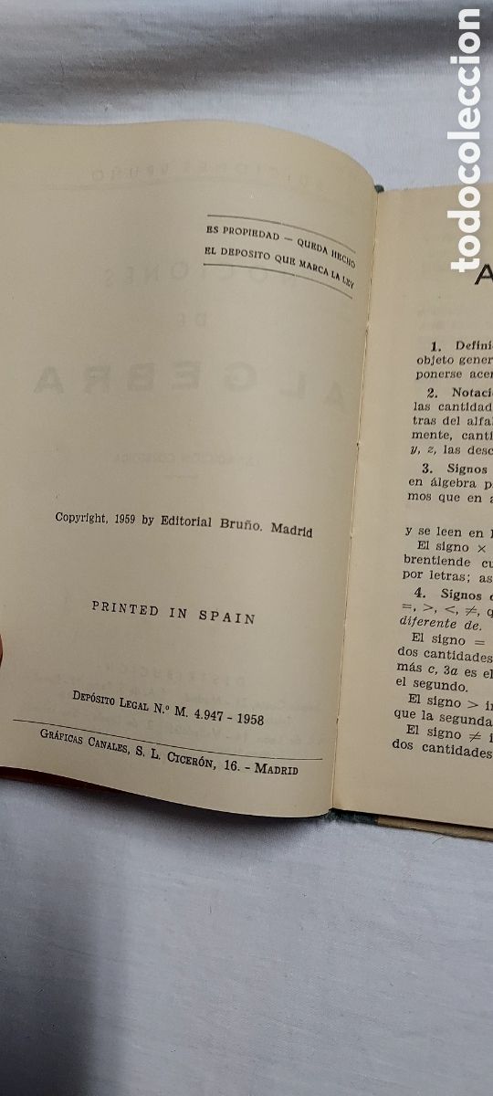 Libros de segunda mano: NOCIONES DE ALGEBRA.EDICIONES BRU&Ntilde;O 1959.12&ordf; EDICION CORREGIDA. - Foto 4