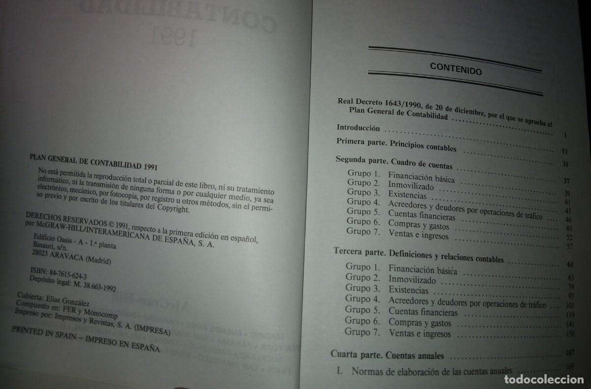 Libros de segunda mano: PLAN GENERAL DE CONTABILIDAD 1991 - (McGraw Hill 1991) - Foto 3