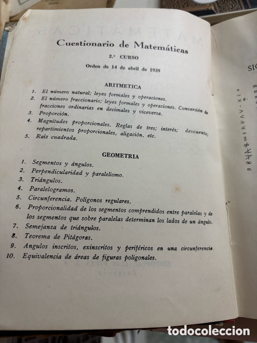 Libros de segunda mano: Antiguo libro texto Matem&aacute;ticas segundo curso / Editorial Luis Vives - Foto 3