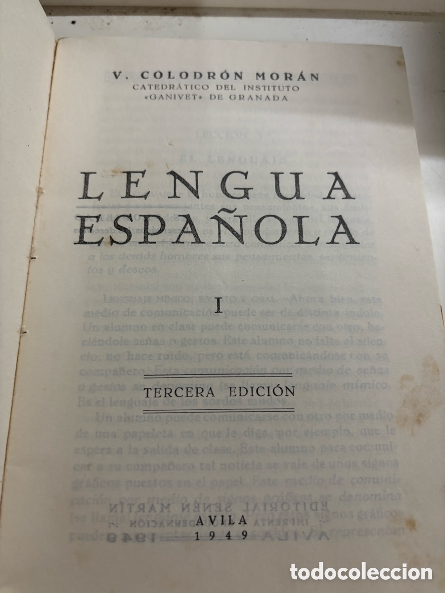 Libros de segunda mano: Antiguo libro de texto Lengua Espa&ntilde;ola / Colodron Mor&aacute;n - Foto 2