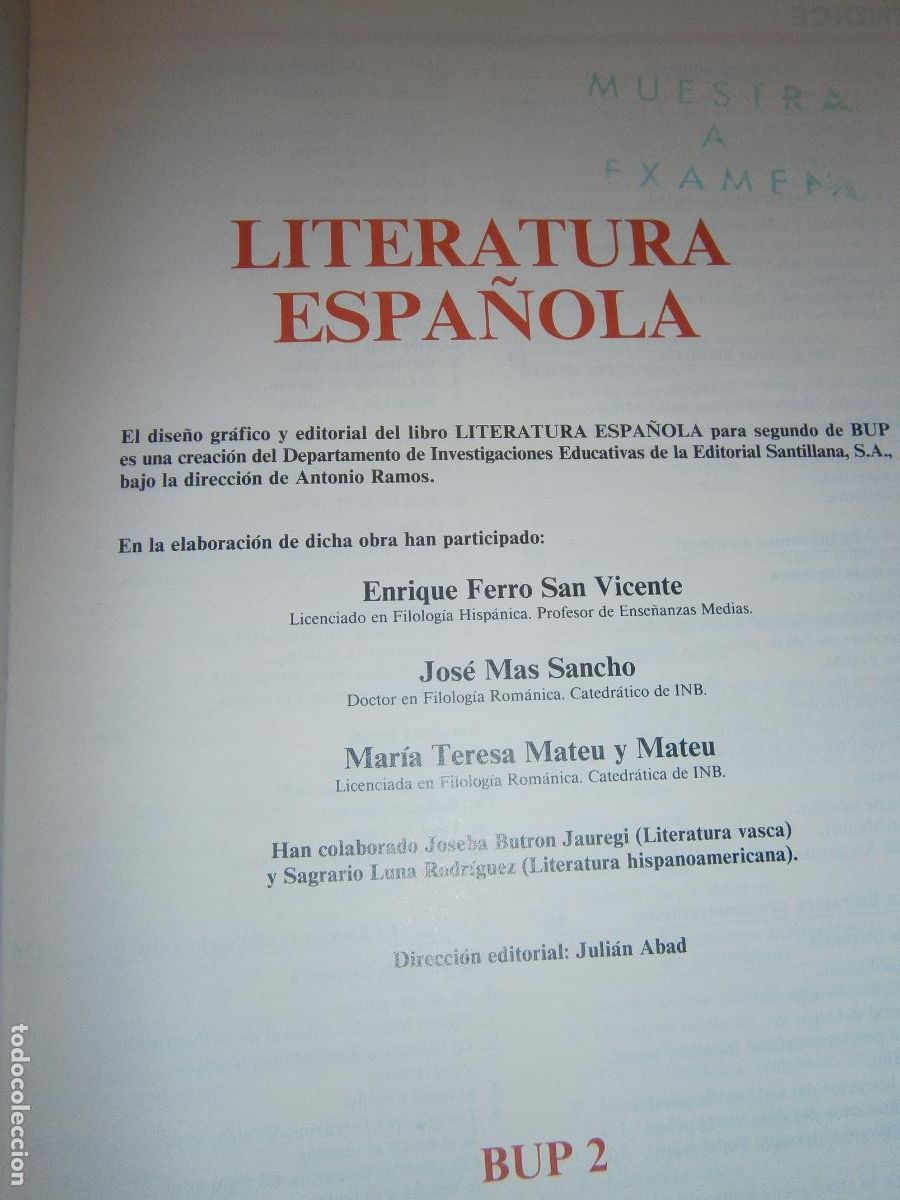 Libros de segunda mano: ANTIGUO LIBRO DE TEXTO - LITERATURA ESPA&Ntilde;OLA 2&ordm; BUP - Foto 2