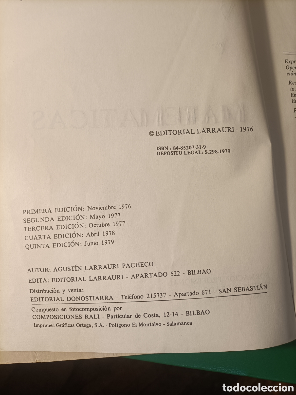 Libros de segunda mano: MATEMATICAS FORMACION PROFESIONAL - Segundo GRADO - CURSO PRIMERO - Foto 2