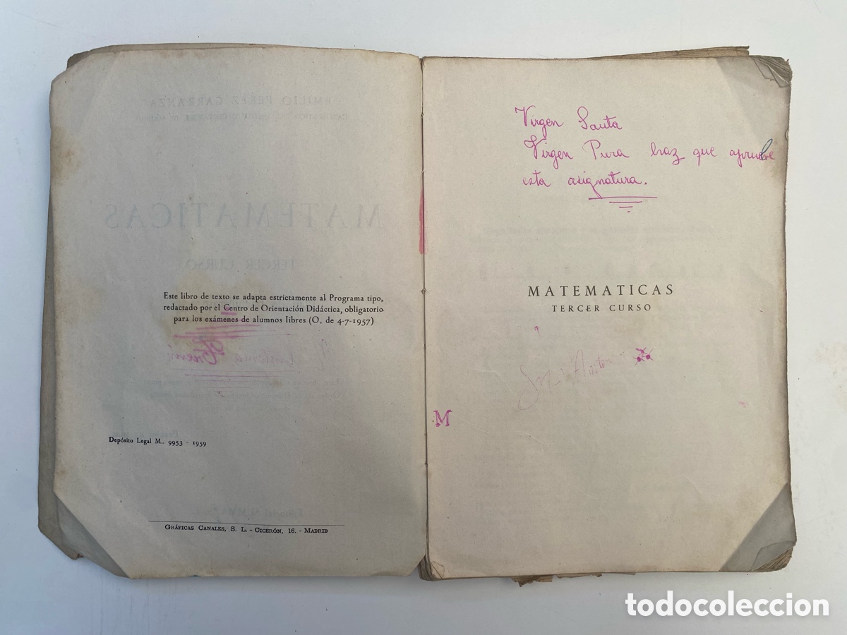 Libros de segunda mano: Libro Matem&aacute;ticas de Tercer curso del Plan 1957 - Foto 3