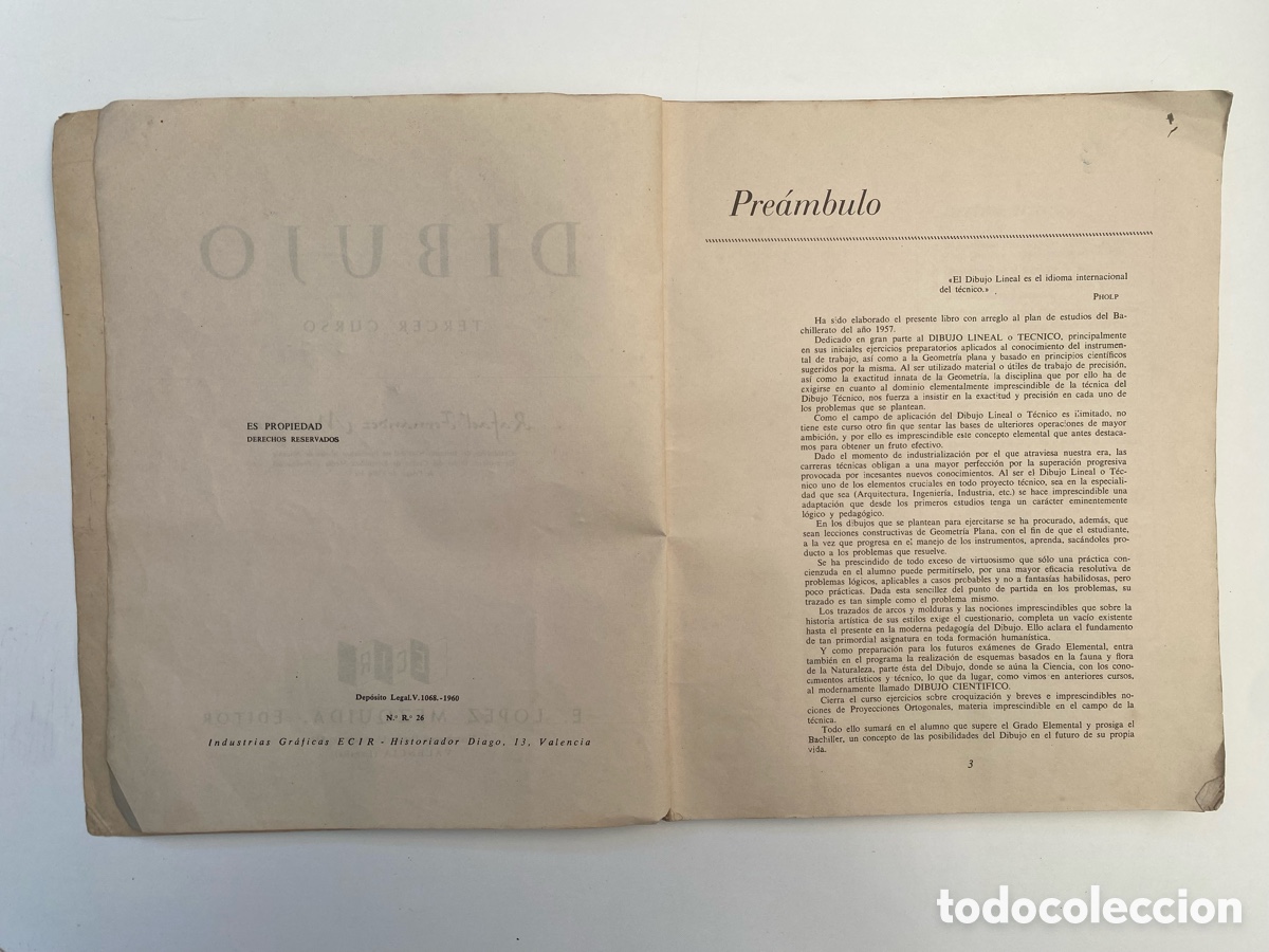 Libros de segunda mano: DIBUJO TERCER CURSO (1960) - Foto 3
