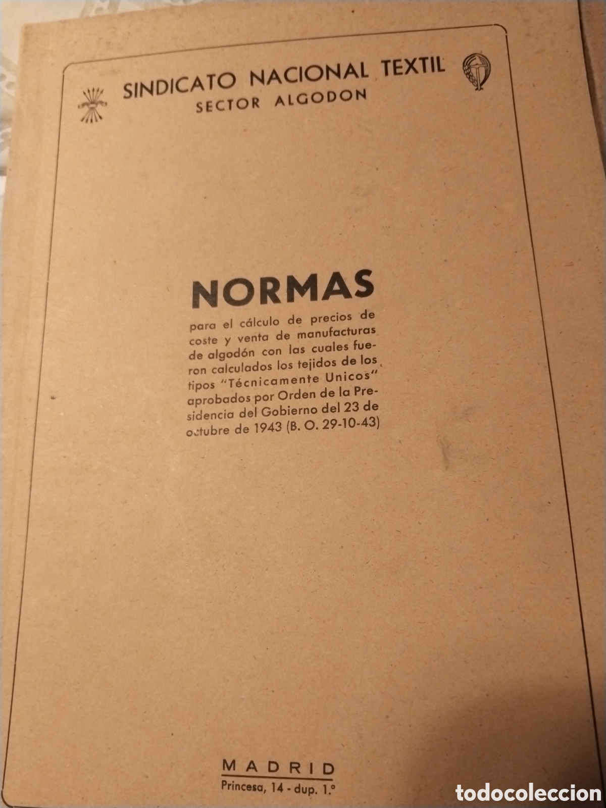 Libros de segunda mano: Normas para el c&aacute;lculo de precios de manufacturas de algod&oacute;n - Foto 2