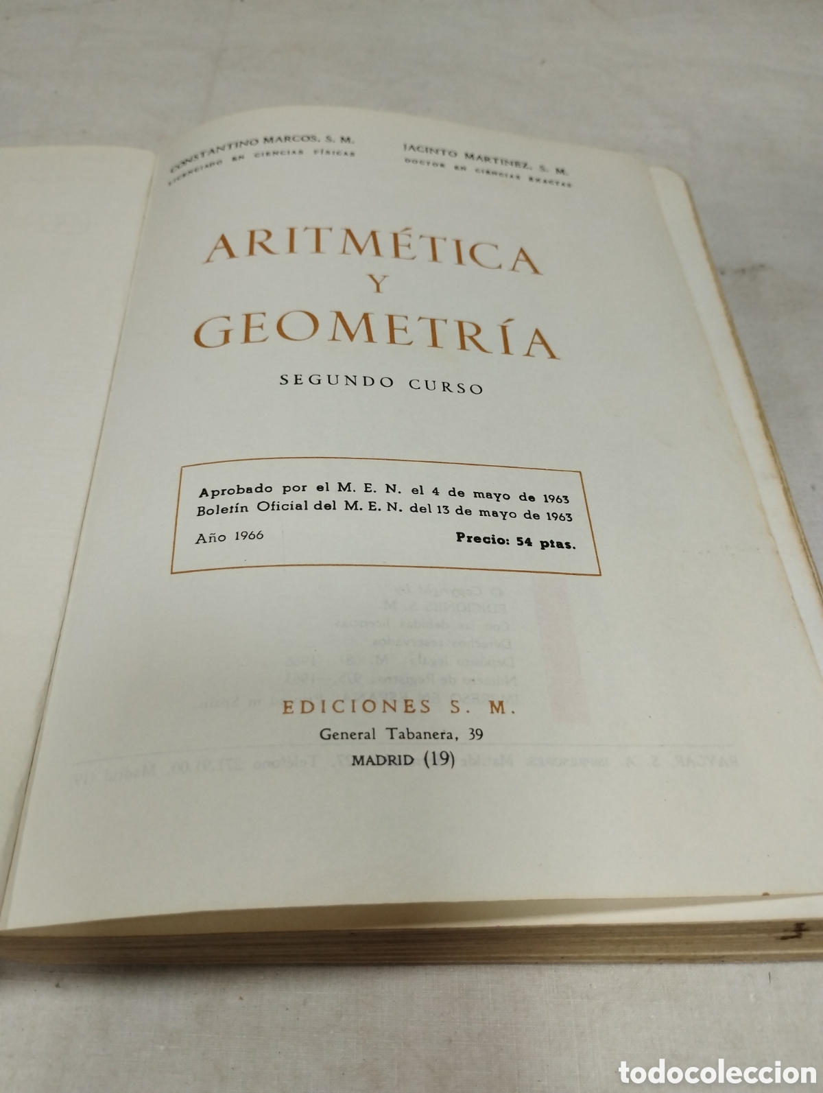 Libros de segunda mano: Matem&aacute;ticas 2&deg;. Editorial SM, 1963 - Foto 2