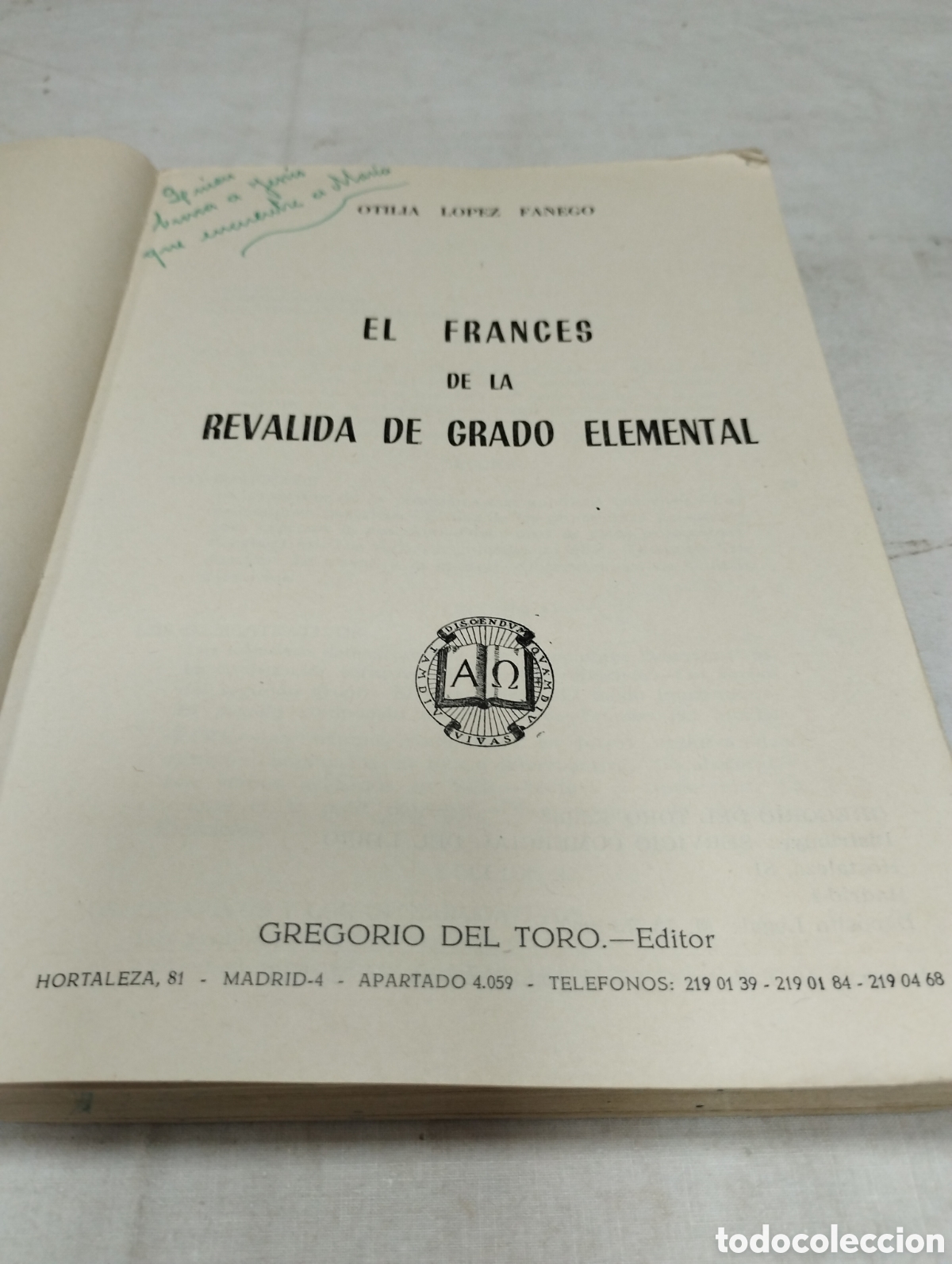 Libros de segunda mano: El franc&eacute;s de la rev&aacute;lida de grado elemental. O. L&oacute;pez, 1965 - Foto 2