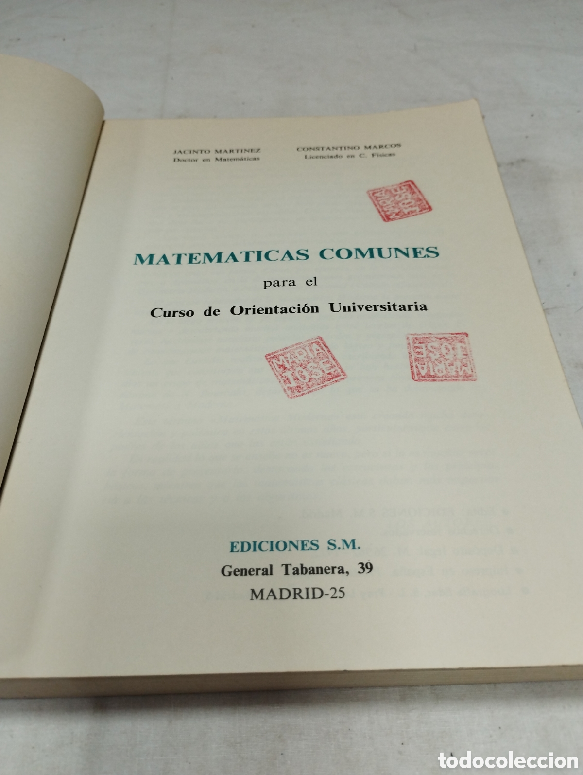 Libros de segunda mano: Matem&aacute;ticas C.O.U. Editorial SM, 1972 - Foto 2