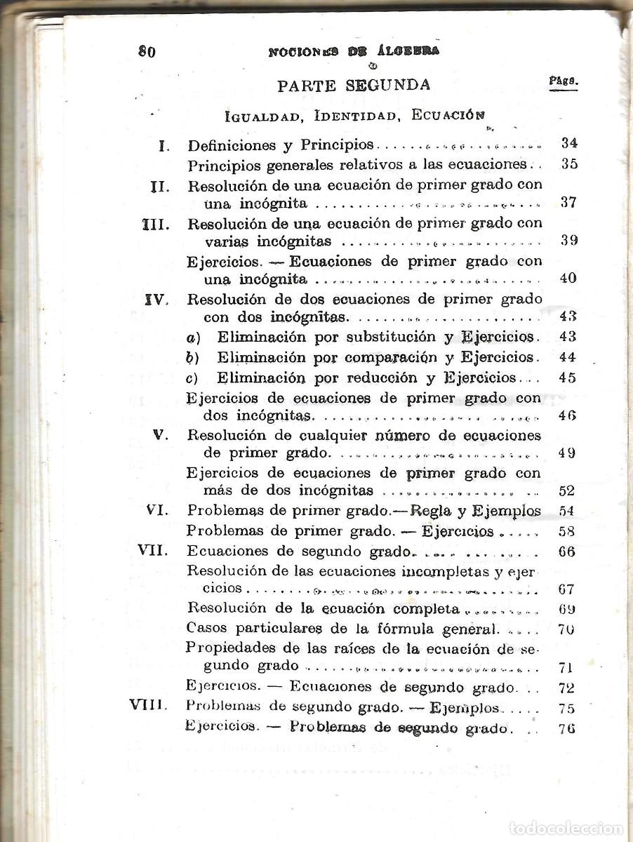 Libros de segunda mano: NOCIONES DE &Aacute;LGEBRA + NOCIONES...CLAVE DE LOS EJERCICIOS.BRU&Ntilde;O. - Foto 4