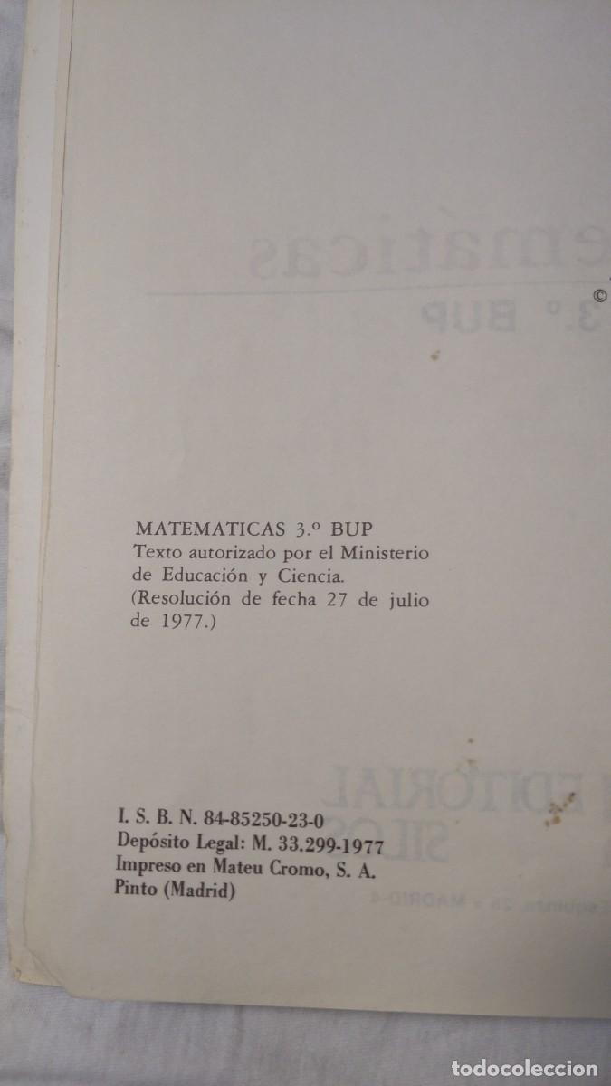 Libros de segunda mano: Matem&aacute;ticas 3 Bup - Silos - 1977. - Foto 3