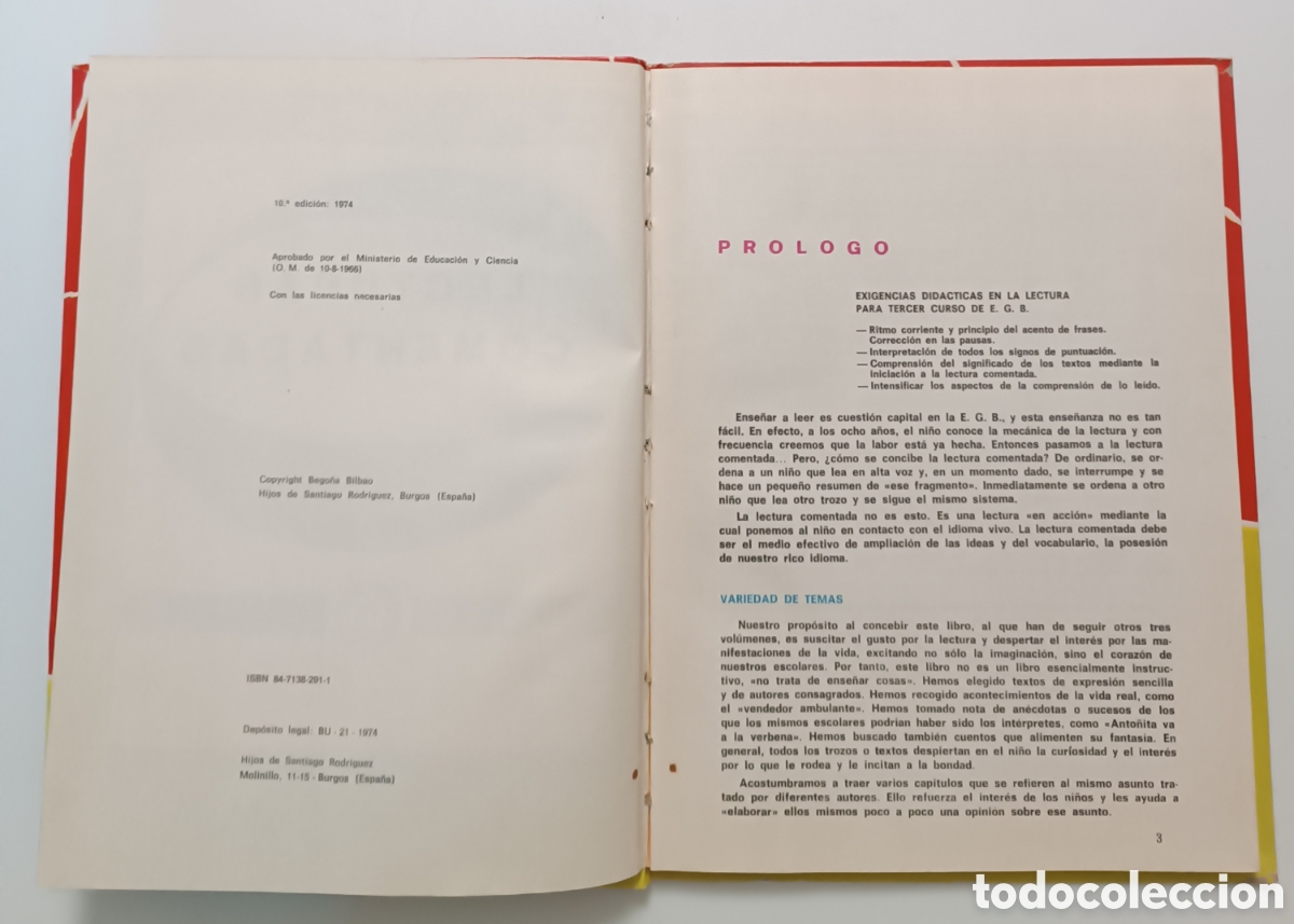 Libros de segunda mano: LECTURAS COMENTADAS, 3&deg; Curso EGB. 10 Edici&oacute;n 1974. - Foto 6