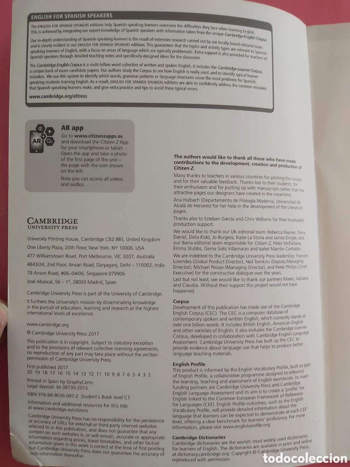 Libros de segunda mano: CITIZEN Z STUDENTS BOOK C1 CAMBRIDGE 2017 INGLES - Foto 2