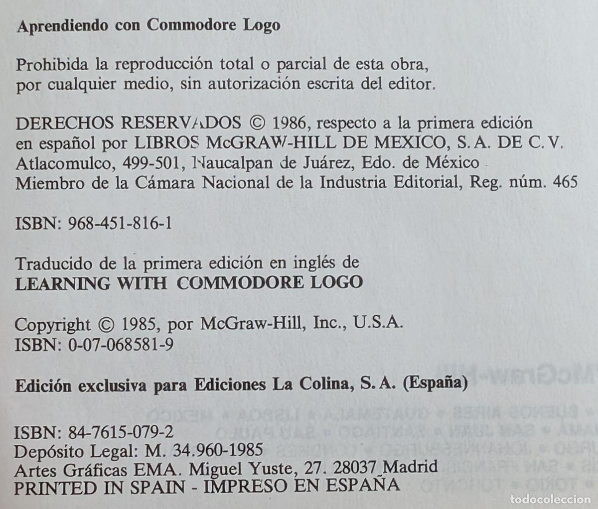 Libros de segunda mano: Aprendiendo con Commodore Logo - Dabiel Wall - Byte Books - McGraw-Hill (1985) - Foto 3