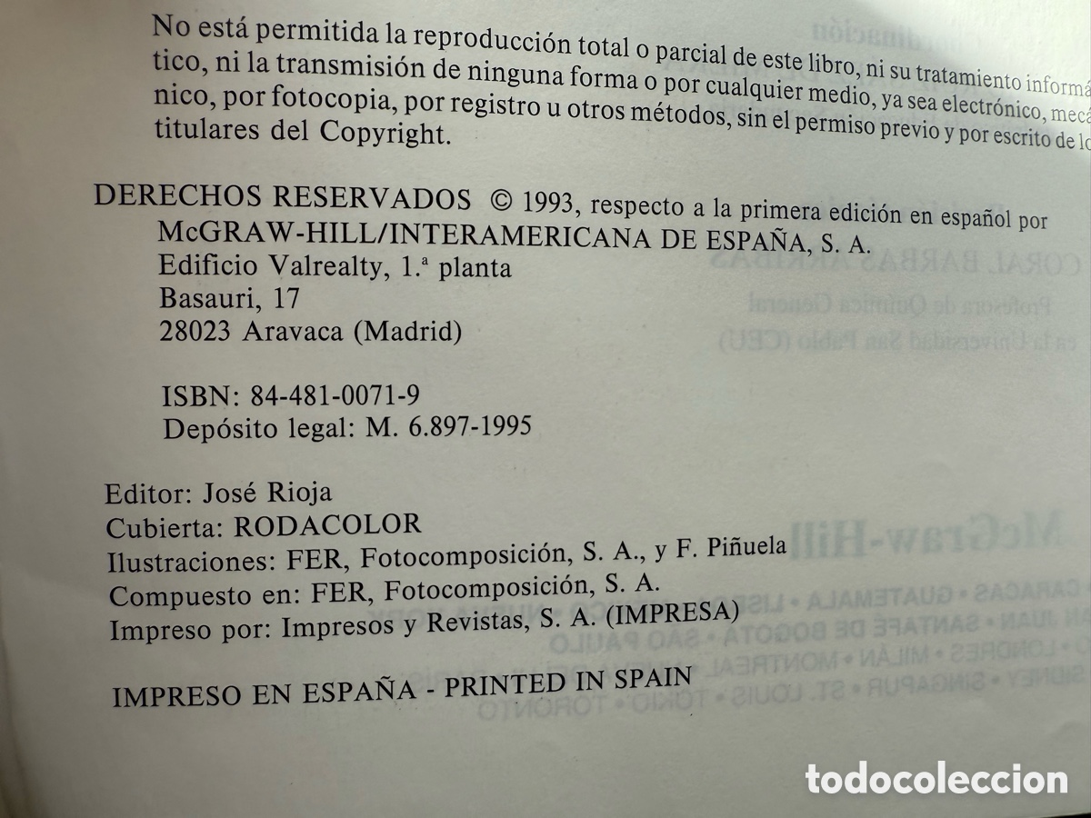 Libros de segunda mano: Curso de Qu&iacute;mica COU editorial McGraw Hill a&ntilde;o 1995 - Foto 4