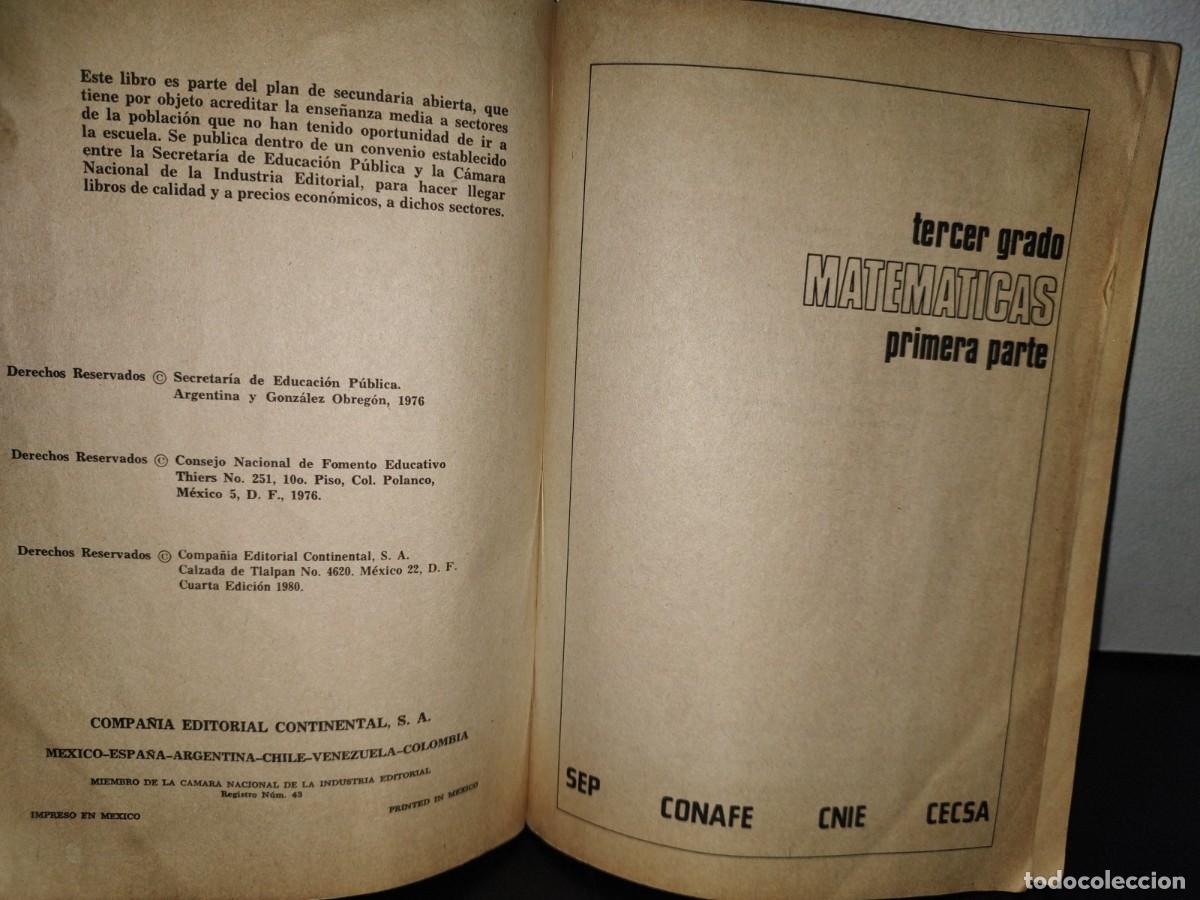Libros de segunda mano: 203- TERCER GRADO. MATEM&Aacute;TICAS. SEP - 1976 - Foto 3