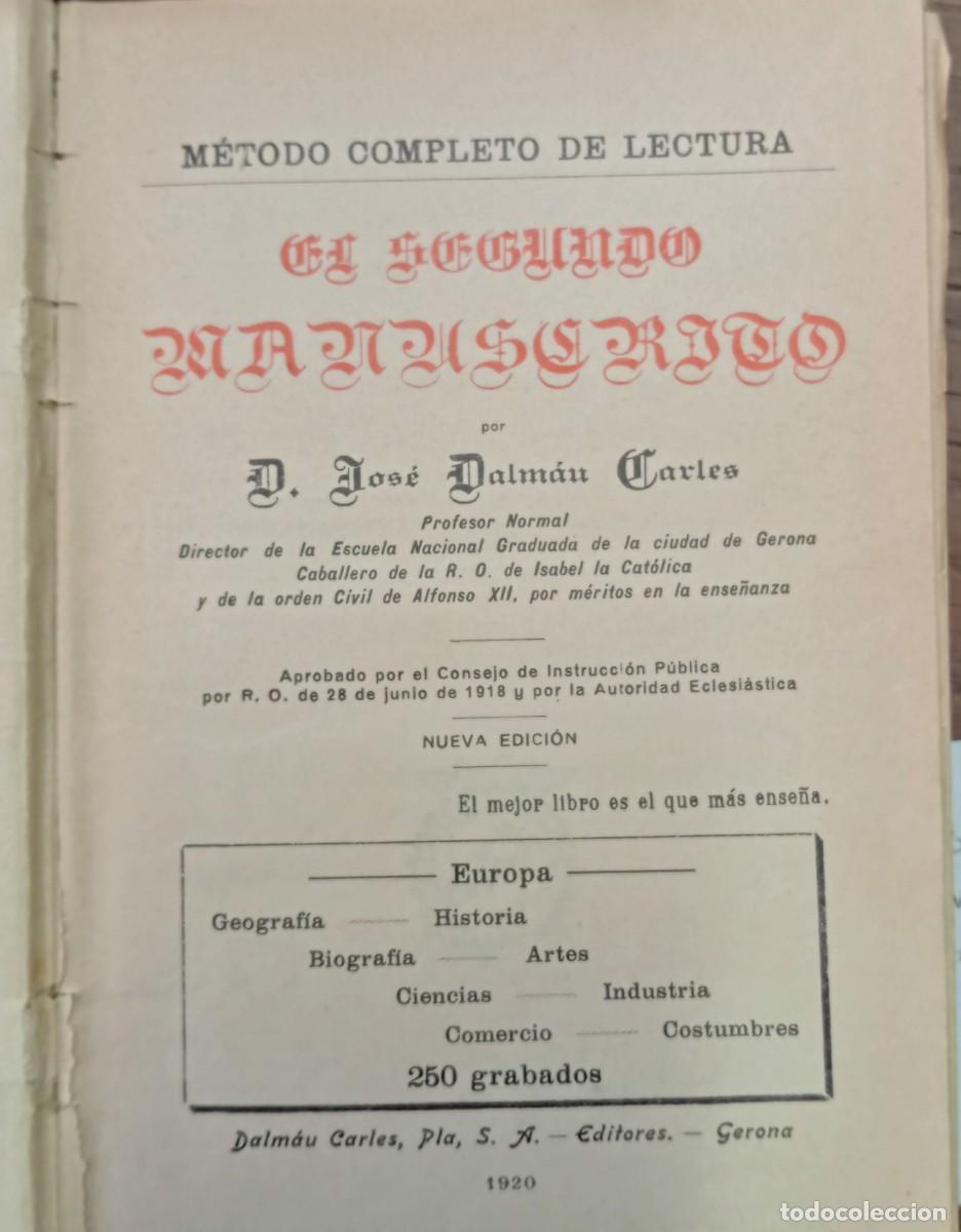 Libros de segunda mano: EL SEGUNDO MANUSCRITO: METODO COMPLETO DE LECTURA - Foto 2