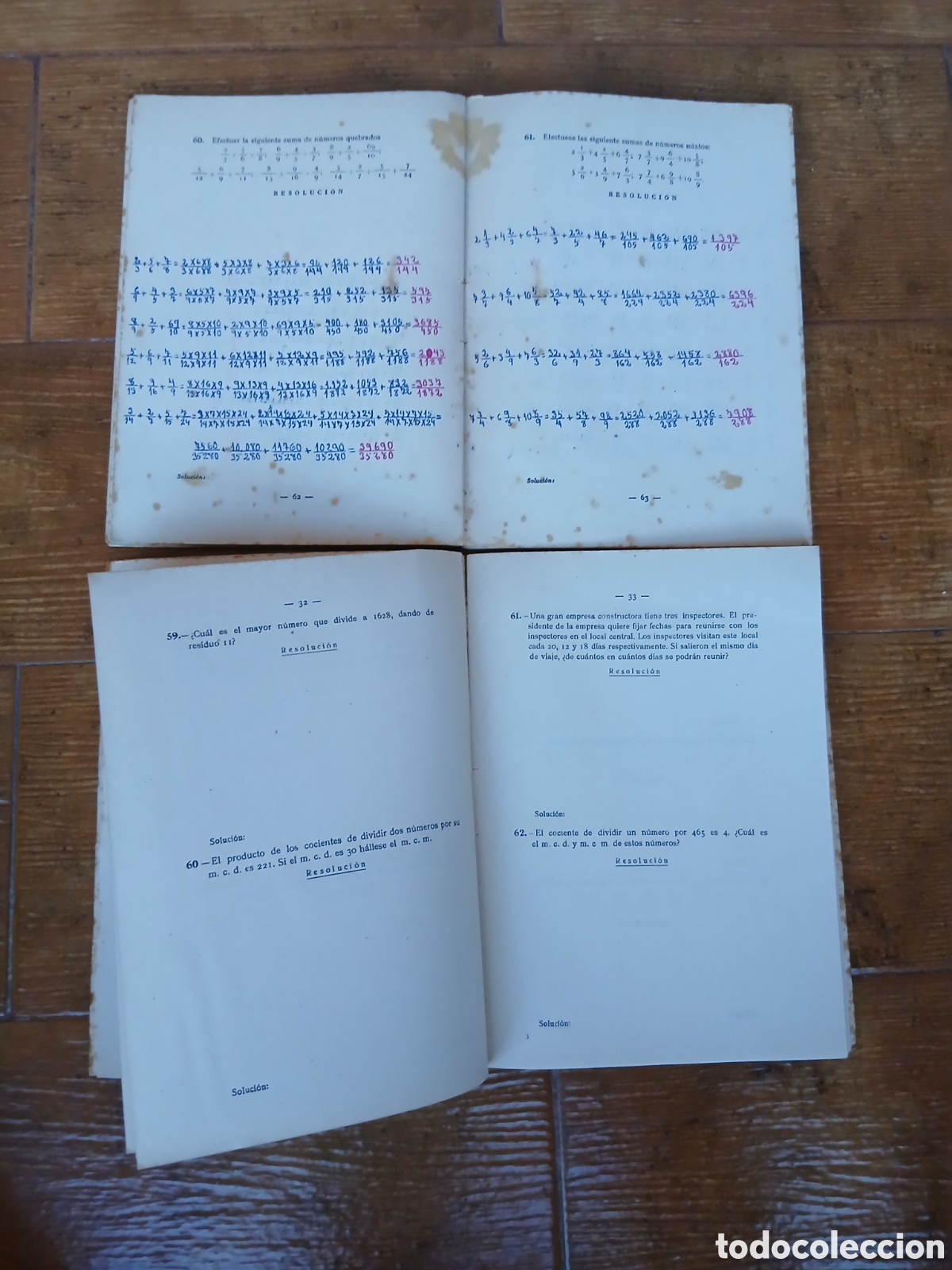 Libros de segunda mano: 2 Libro Pr&aacute;cticas de Matem&aacute;ticas -Daniel Morales L&oacute;pez- 1&deg; y 2&deg; curso (Libro de Escula 1.954) - Foto 4
