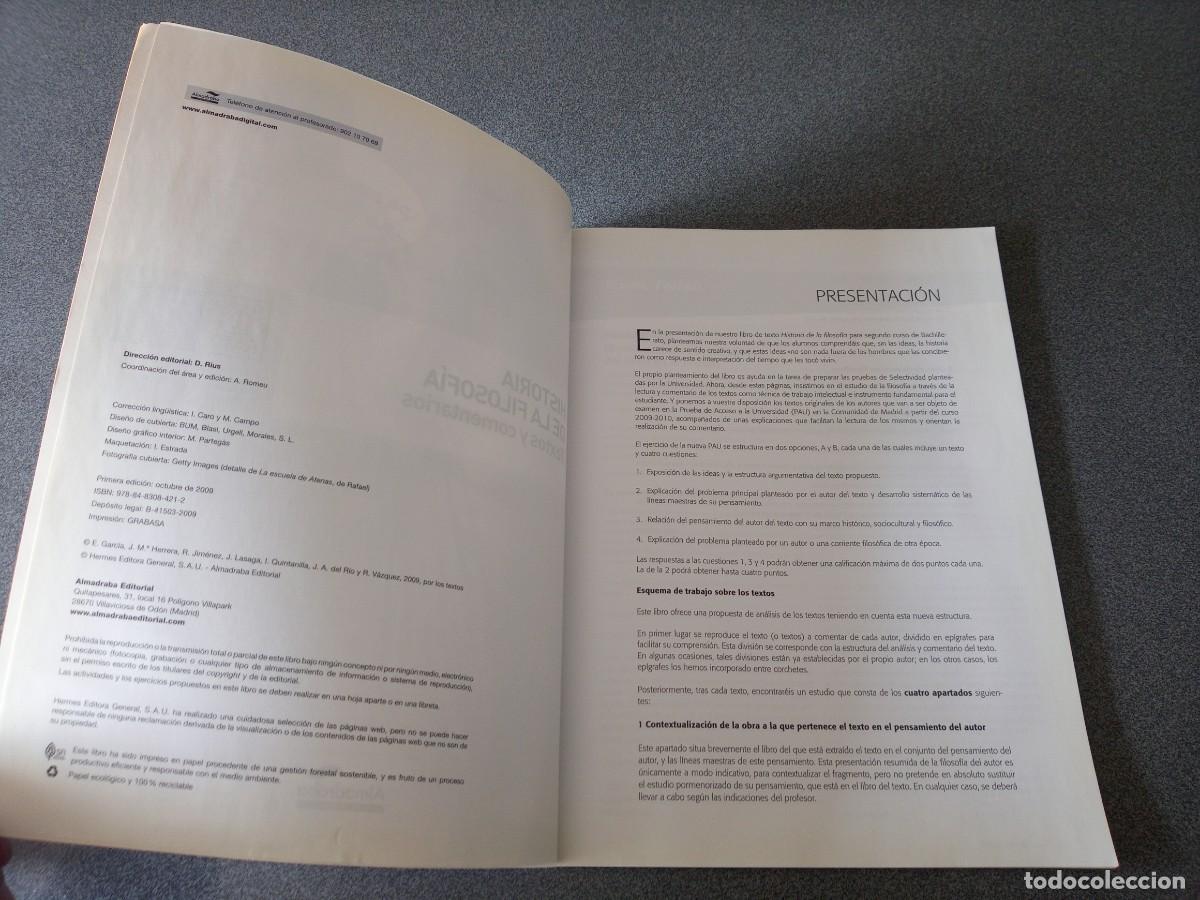 Libros de segunda mano: Historia De La Filosof&iacute;a Textos Y Comentarios Bachillerato - Foto 5