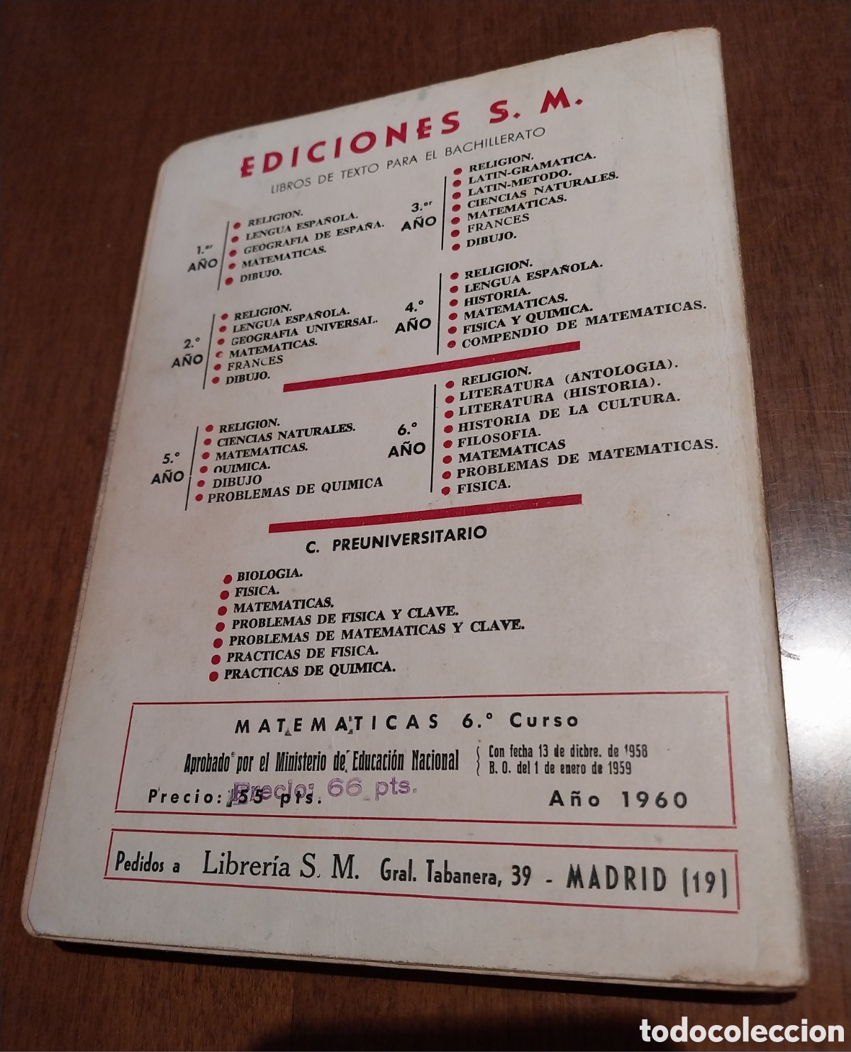 Libros de segunda mano: Libro 1963 &rdquo;Matem&aacute;ticas&rdquo; 6&deg; curso - Foto 2