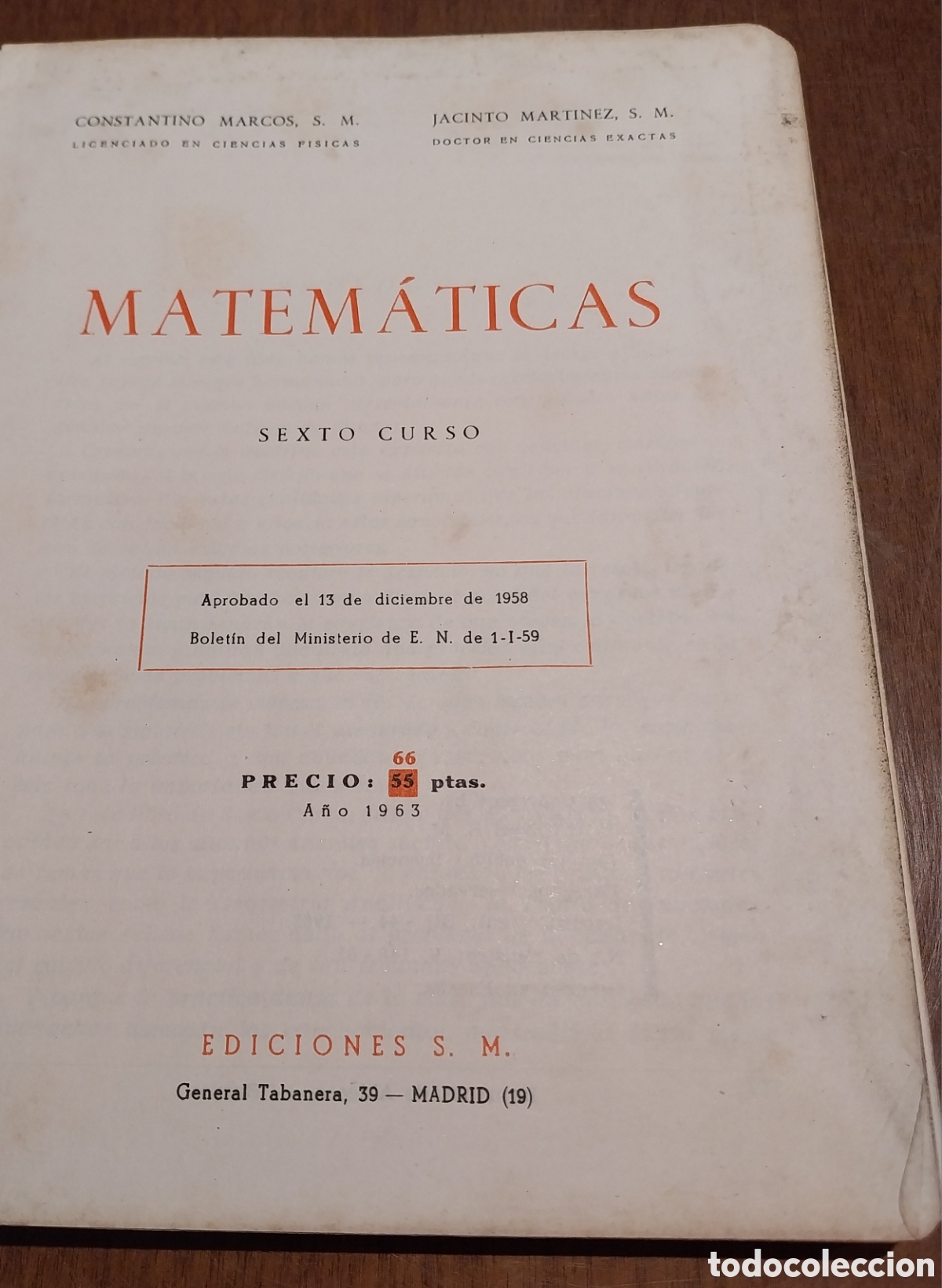 Libros de segunda mano: Libro 1963 &rdquo;Matem&aacute;ticas&rdquo; 6&deg; curso - Foto 3