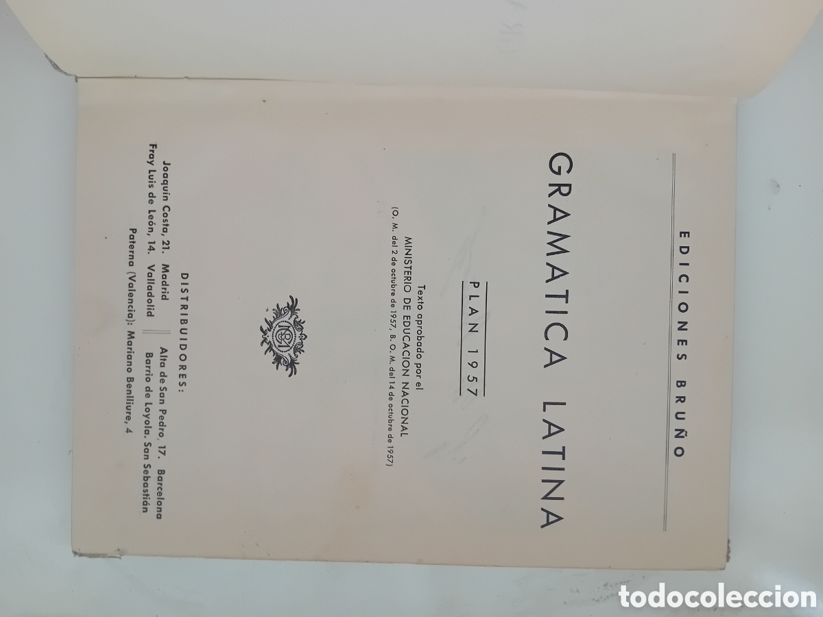 Libros de segunda mano: Gram&aacute;tica latina. Plan 1957.Bru&ntilde;o - Foto 2