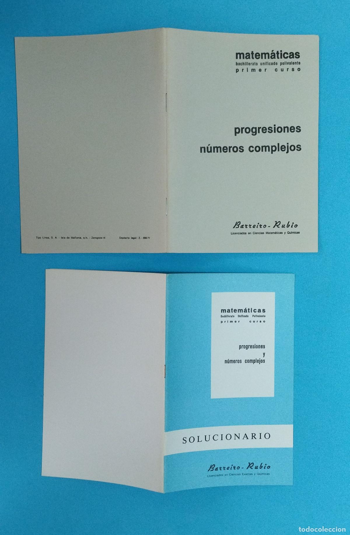 Libros de segunda mano: CUADERNO + SOLUCIONARIO BARREIRO RUBIO 1&ordm; BUP MATEMATICAS PROGRESIONES Y NUMEROS COMPLEJOS - Foto 4