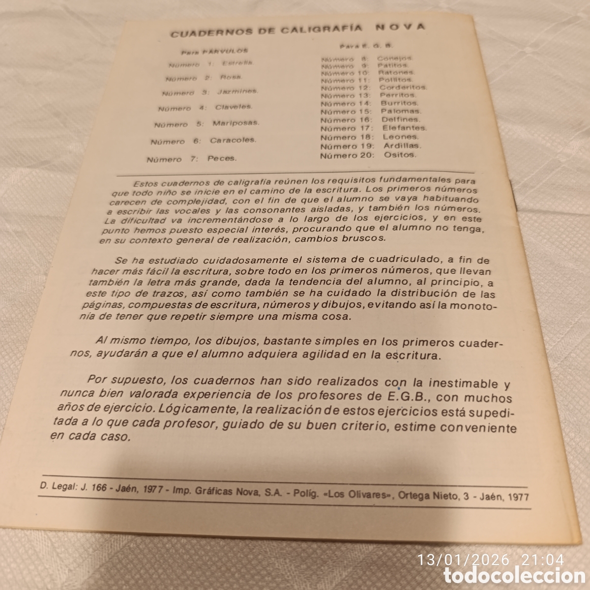 Libros de segunda mano: Cuaderno de Caligraf&iacute;a&nbsp;de la editorial&nbsp;Nova.&nbsp;E.G.B,a&ntilde;o 1977,sin uso. - Foto 3