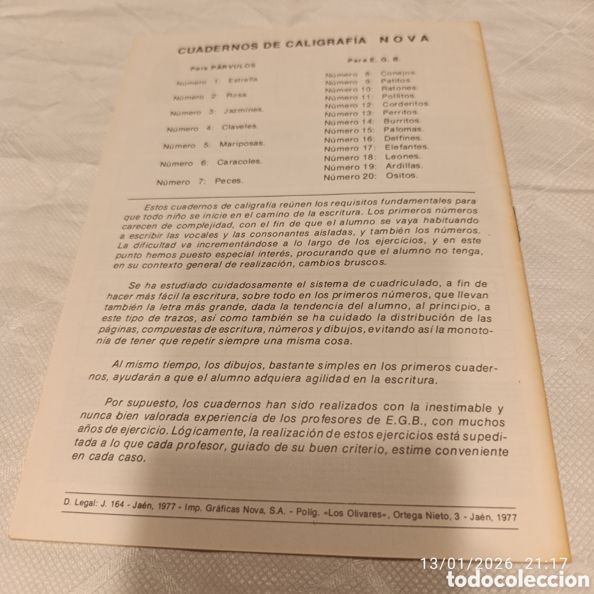 Libros de segunda mano: Cuaderno de Caligraf&iacute;a&nbsp;de la editorial&nbsp;Nova.&nbsp;E.G.B,a&ntilde;o 1977,sin uso. - Foto 3
