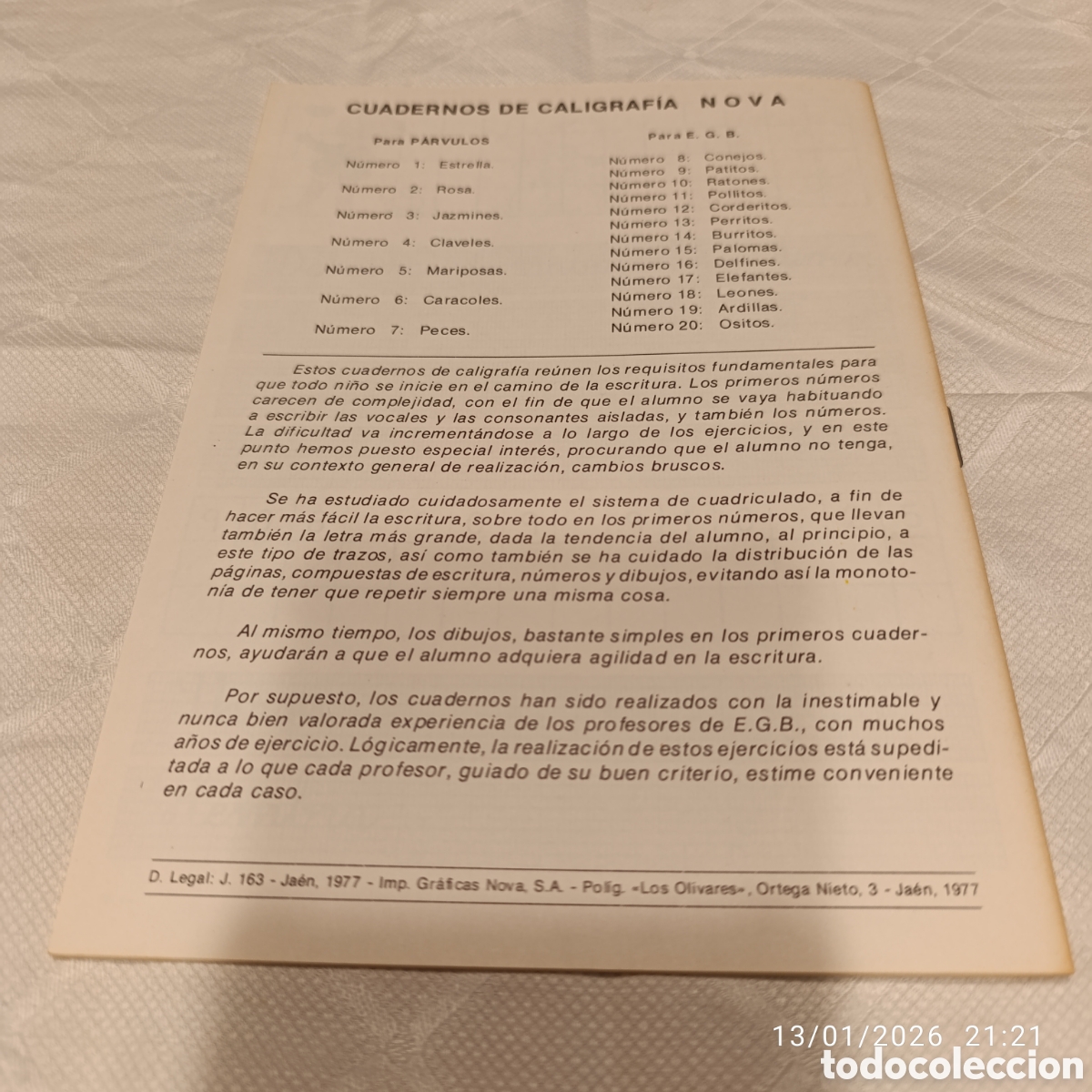 Libros de segunda mano: Cuaderno de Caligraf&iacute;a&nbsp;de la editorial&nbsp;Nova.&nbsp;E.G.B,a&ntilde;o 1977,sin uso. - Foto 3