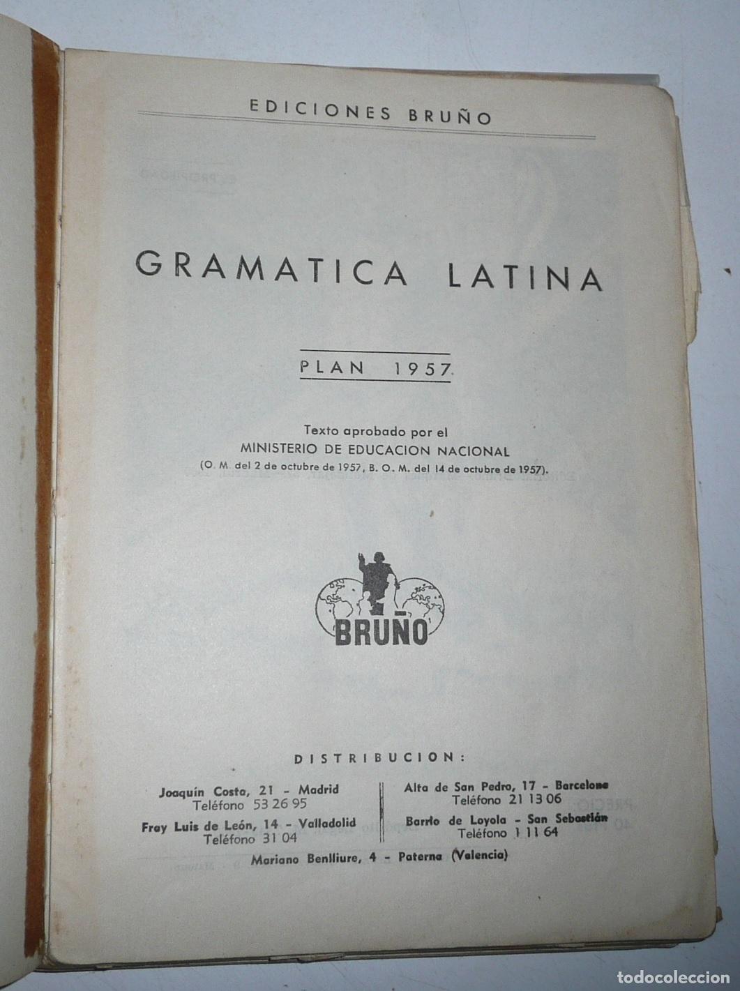 Libros de segunda mano: Lat&iacute;n. Gram&aacute;tica Latina. Plan 1957 (Bru&ntilde;o, 1960) - Foto 3