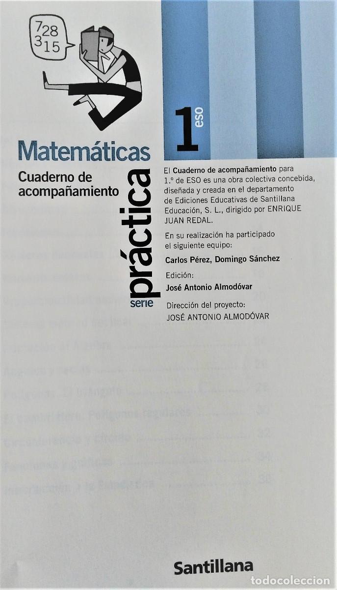 Libros de segunda mano: MATEM&Aacute;TICAS - SERIE PR&Aacute;CTICA - 1&ordm; ESO - SANTILLANA - Foto 2