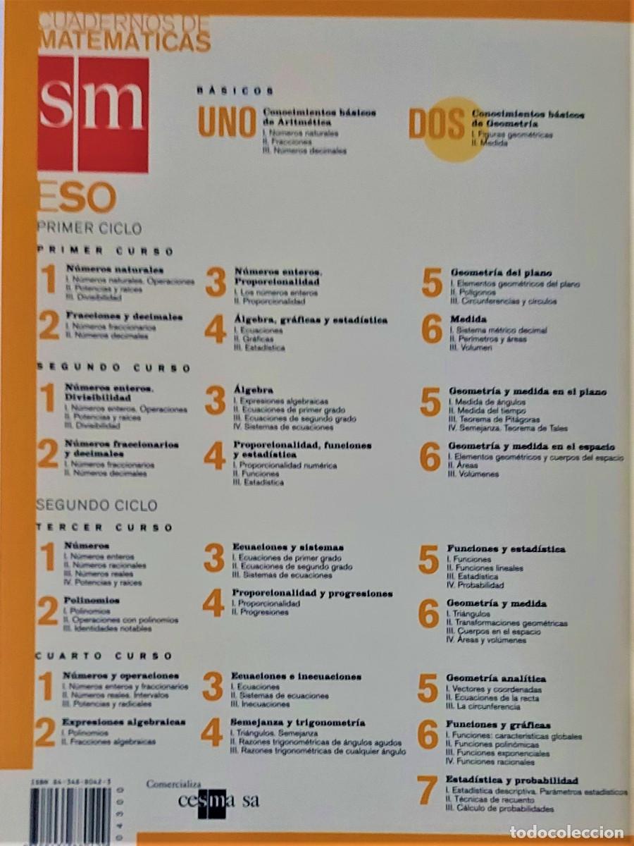 Libros de segunda mano: CUADERNOS DE MATEM&Aacute;TICAS - ESO - SM - CONOCIMIENTOS B&Aacute;SICOS DE ARITM&Eacute;TICA Y GEOMETR&Iacute;A - Foto 5