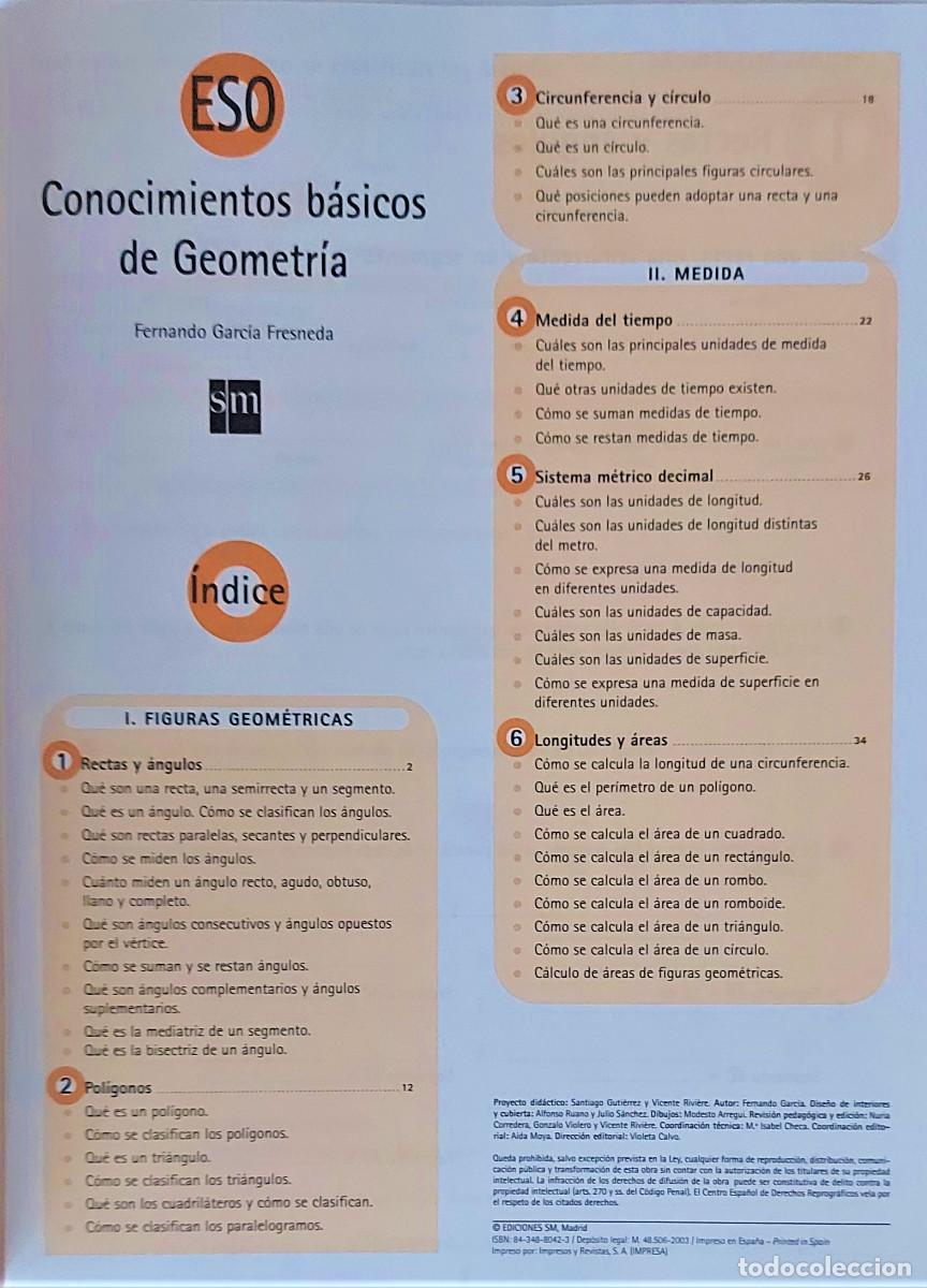 Libros de segunda mano: CUADERNOS DE MATEM&Aacute;TICAS - ESO - SM - CONOCIMIENTOS B&Aacute;SICOS DE ARITM&Eacute;TICA Y GEOMETR&Iacute;A - Foto 3