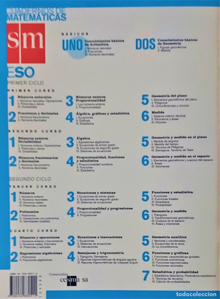 Libros de segunda mano: CUADERNOS DE MATEM&Aacute;TICAS - ESO - SM - CONOCIMIENTOS B&Aacute;SICOS DE ARITM&Eacute;TICA Y GEOMETR&Iacute;A - Foto 9