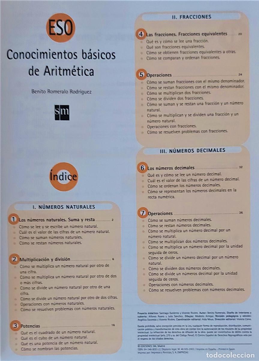 Libros de segunda mano: CUADERNOS DE MATEM&Aacute;TICAS - ESO - SM - CONOCIMIENTOS B&Aacute;SICOS DE ARITM&Eacute;TICA Y GEOMETR&Iacute;A - Foto 7