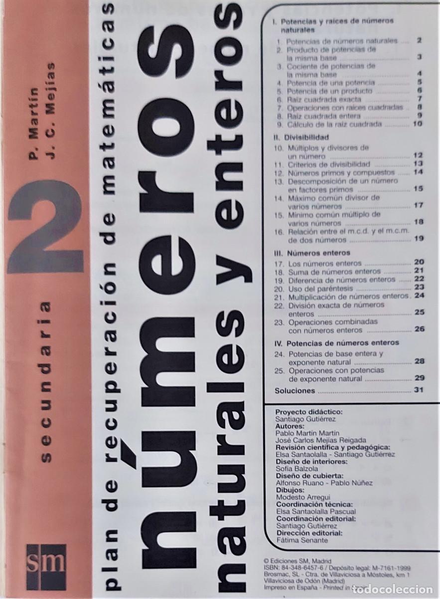 Libros de segunda mano: CUADERNOS DE MATEM&Aacute;TICAS 2&ordm; E.S.O. - EDITORIAL SM - N&Uacute;MEROS 1,3,6 - Foto 6