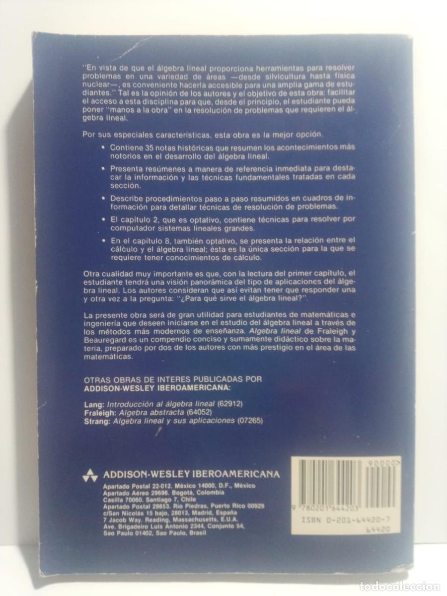 Libros de segunda mano: Algebral Lineal Fraleigh - Foto 2