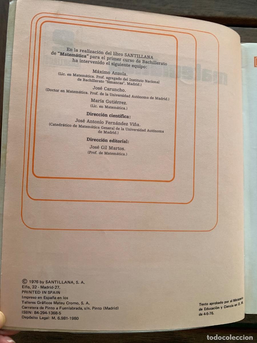 Libros de segunda mano: Matem&aacute;tica 2 Bachillerato Educaci&oacute;n Santillana - Foto 4